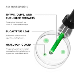 Ingredientes botánicos clave de Phyto Corrective: hialurónico, pepino, tomillo y morera